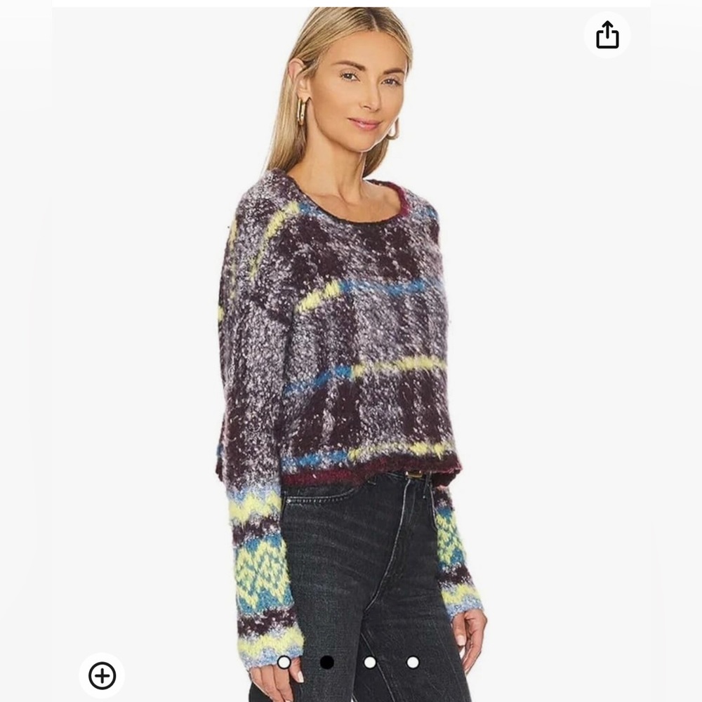 NWT FREE PEOPLE EMERSON CROPPED PULLOVER SWEATER SIZE SMALL MULTI COLOR